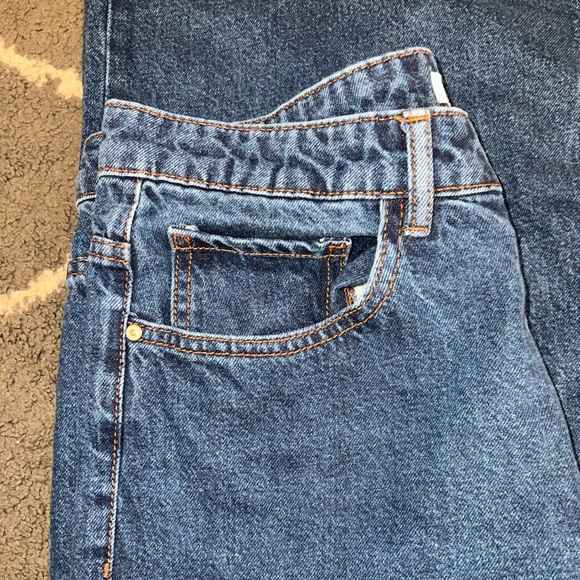 Zara TRF Hi-Rise Culotte Wide Leg Raw Hem Blue Jeans Size 8 - Picture 3 of 8